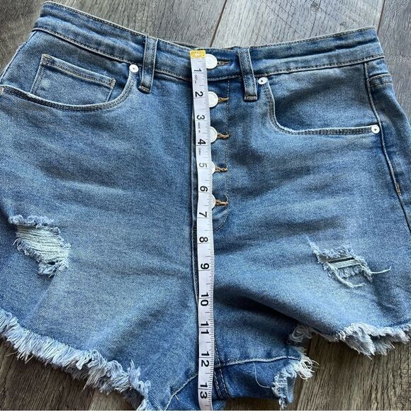 Blank NYC The Barrow Vintage High Rise Short Button Fly Distressed Denim Size 28 - Picture 12 of 12